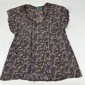 Lil Blouse Womens Size 2 Black Foral Ruffled